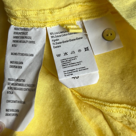 PALLADIUM MODA Yellow Linen and cotton dress by italian design 120%lino - Picture 6 of 10